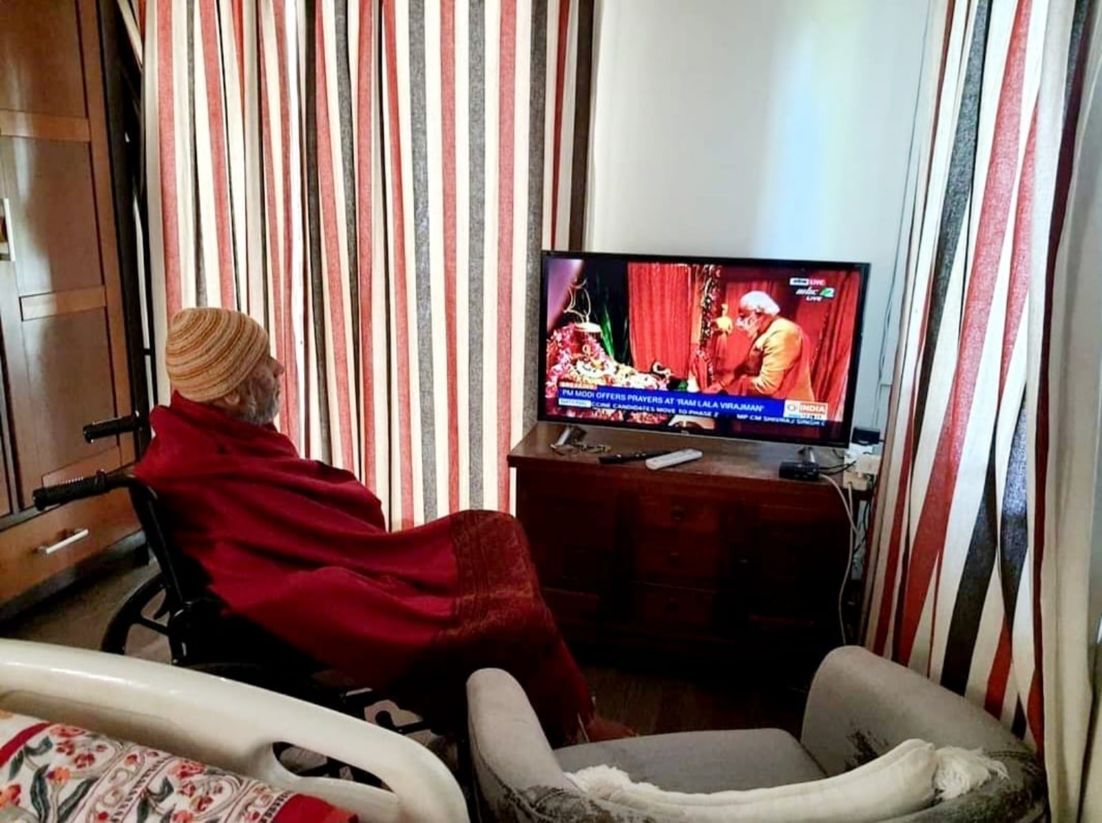 n August 2020, when Prime Minister Narendra Modi laid the foundation stone of the Ram Temple in Ayodhya, an emotional 89-year-old Pandit Rajgoorooh Ramsarah, watched the television news broadcast. Photo credit: Nivedita R. Nathoo