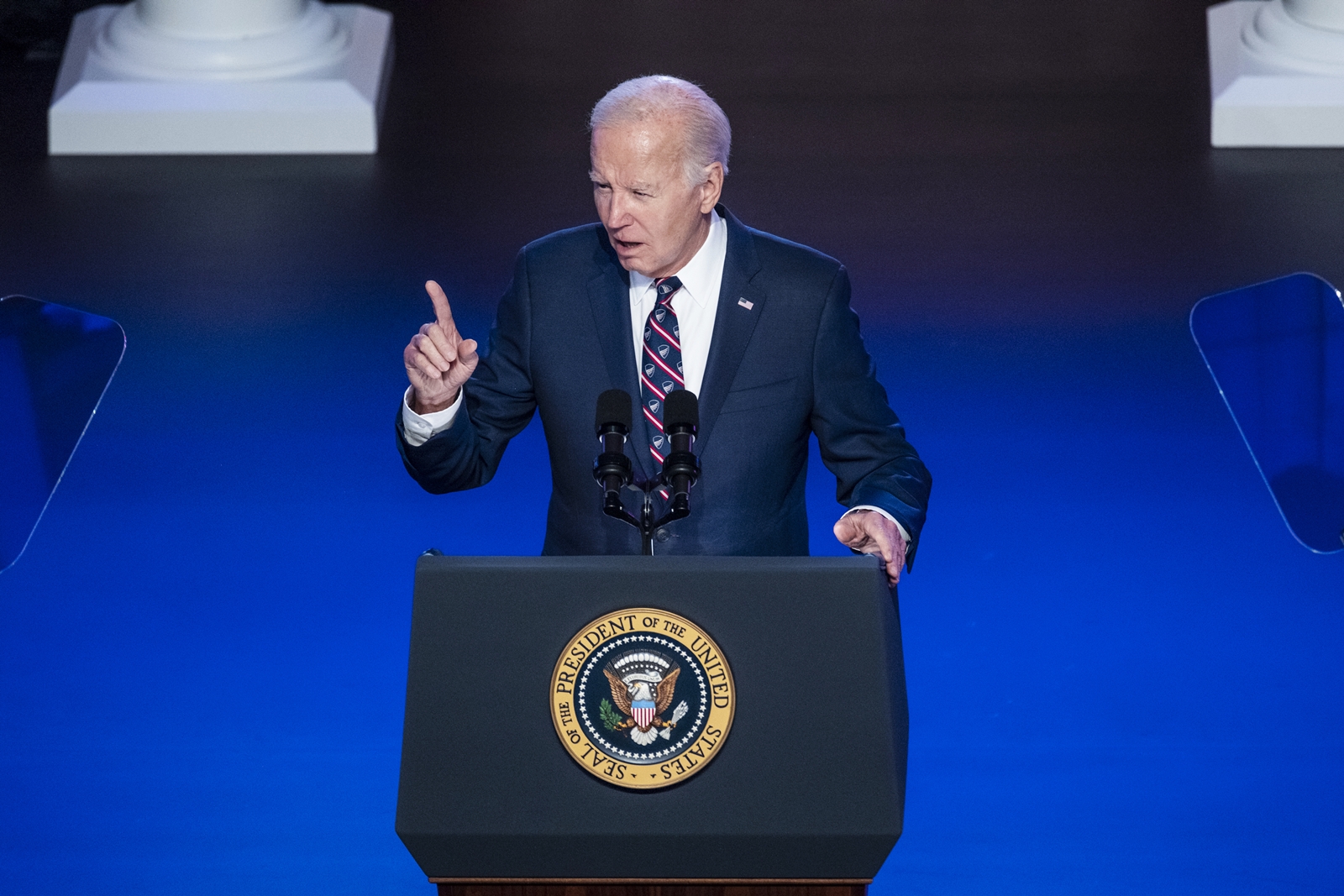 FILE — President Joe Biden delivers his first speech of the 2024 election year in Blue Bell, Pa. on Jan. 5, 2024. President Biden has made clear he is motivated by the desire to vanquish his 2020 opponent all over again. (Pete Marovich/The New York Times)