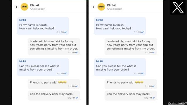 Blinkit posts hilarious conversation between a customer and care executive on New Year’s Eve