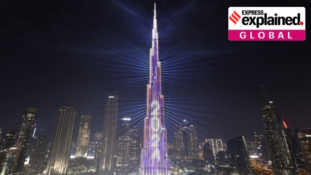 2024 is projected in the Burj Khalifa during the New Year's celebrations in Dubai