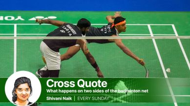 India's Chirag Shetty and Satwiksairaj Rankireddy during the men's doubles final badminton match against South Korea's Seo Seung-jae and Kang Min-hyuk at the India Open. (PTI)