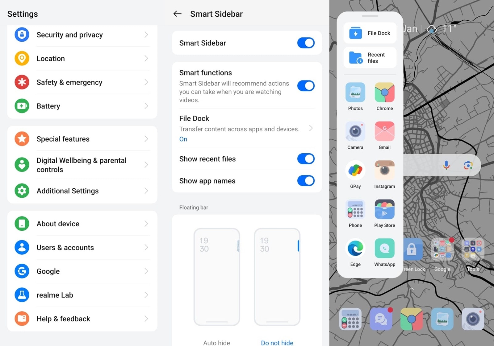 Enable Smart Sidebar Realme UI