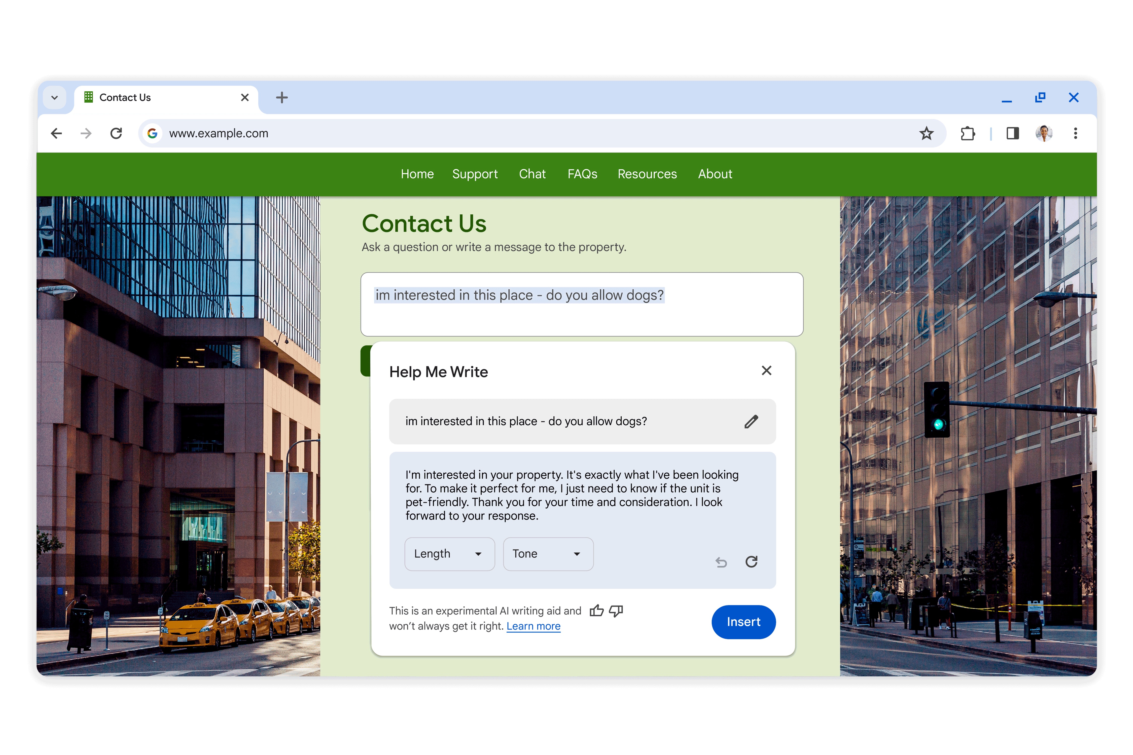 Google Chrome Help me write