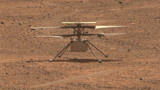 This view of NASA’s Ingenuity Mars Helicopter was generated using data collected by the Mastcam-Z instrument aboard the agency’s Perseverance Mars rover on Aug. 2, 2023