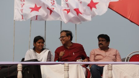 Kolkata DYFI rally, DYFI rally in Kolkata, TMC, BJP, communal politics, Mohammed Salim, CPI(M)’s Salim on BJP communal politics, Communist Party of India (Marxist), Mohammed Salim criticises Bengal TMC, NDA govt, BJP corrupt practices, indian express news
