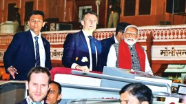 Narendra Modi, Emmanuel Macron, India-France relations, S Jaishankar, Rajasthan Chief Minister Bhajan Lal Sharma and Governor Kalraj Mishra, Indian express news, current affairs