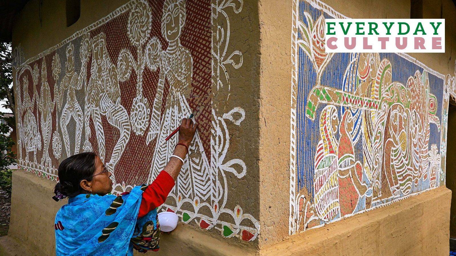 Happy Makar Sankranti 2024: An artist paints a 'rangoli' on the wall of her house on the eve of the Hindu festival Makar Sankaranti, in Lankamura village of Agartala, Tuesday, Jan. 9, 2024.