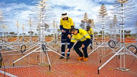 Installation work at one of the SKA sites in Western Australia. Credit: SKAO