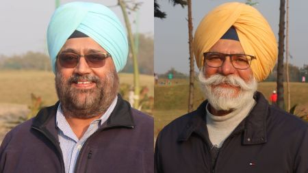 Ravibir Singh Grewal (left) and Birinder Singh Gill ahead of the Chandigarh Golf Club election (Express photo by Jasbir Malhi)