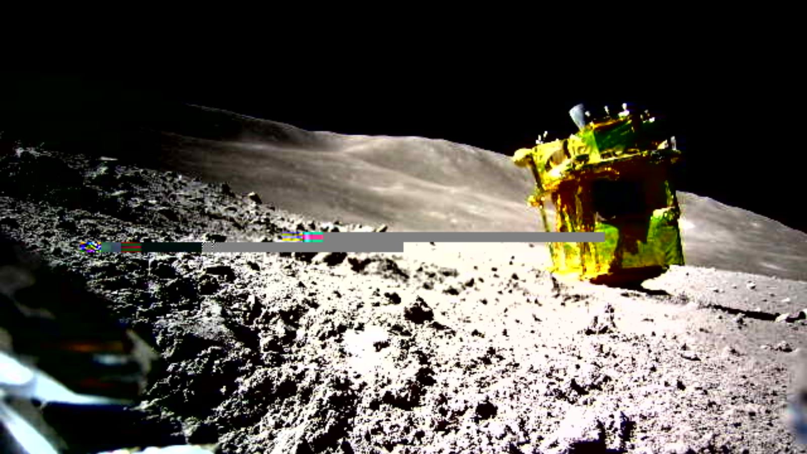 This image of the SLIM lander was taken by the Lunar Excursion Vehicle 2 (LEV-2 / SORA-Q)