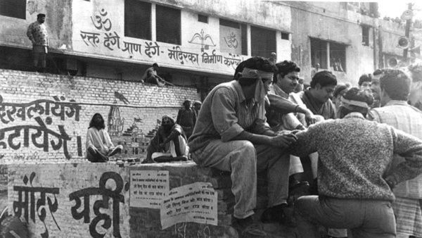 Karsevaks at site for ram mandir they took vow to build at Ayodhya. 