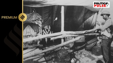 The Ram temple in Ayodhya in 1992. (Express Archive)