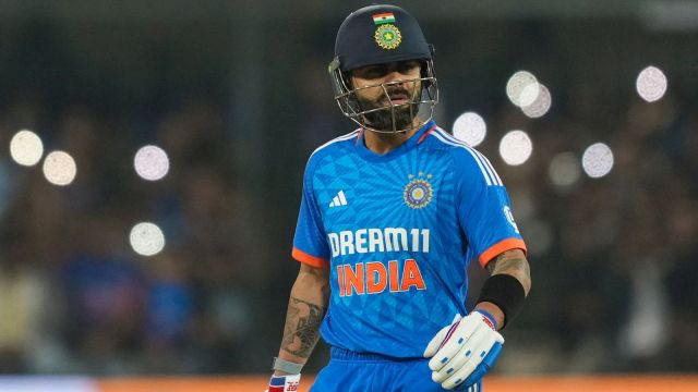 India's Virat Kohli walks off the ground after his dismissal during the 2nd T20I cricket match between Afghanistan and India, at the Holkar Stadium in Indore. (PTI)