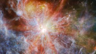 This image captures a nebula called N79, which is forming stars rapidly.