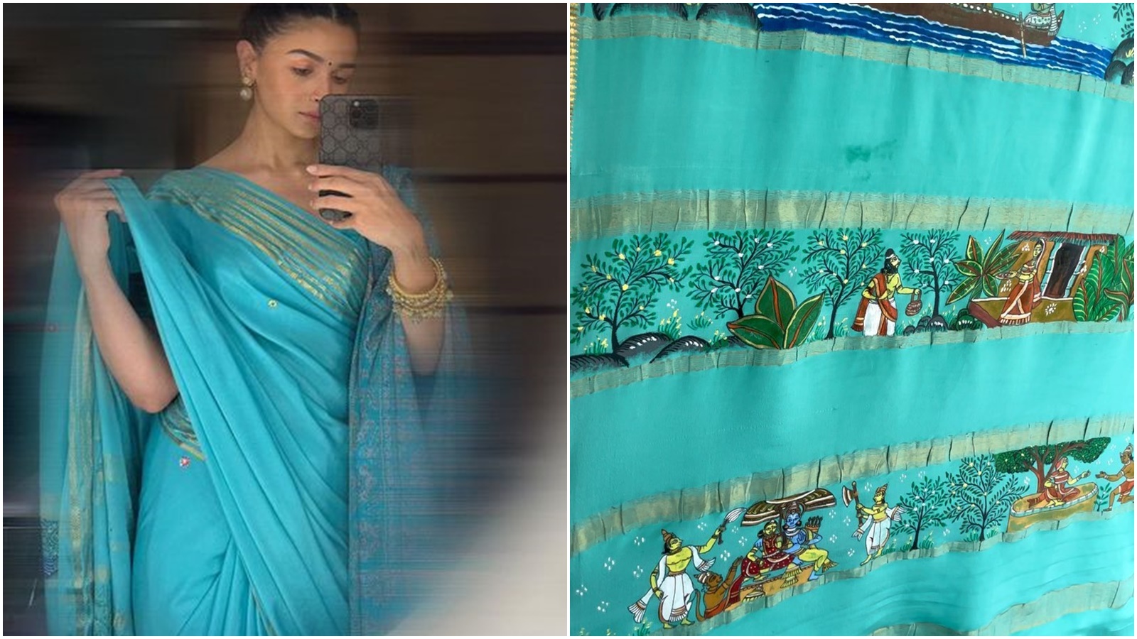 Alia Bhatt Style Royal Blue Colour Heavy Work Sharara Style Saree | Royal blue  saree, Royal blue lehenga, Blue blouse designs