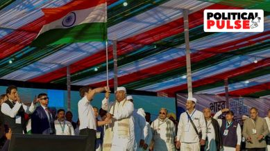 Congress leader Rahul Gandhi with party's President Mallikarjun Kharge during the launch of the 'Bharat Jodo Nyay Yatra', at Khongjom in Thoubal district. (PTI photo)