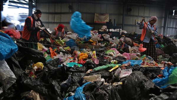 A plastic sorting and recycling facility in Indore.