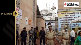 Police personnel stand guard at the Gyanvapi mosque, in Varanasi, Thursday, Aug. 3, 2023.