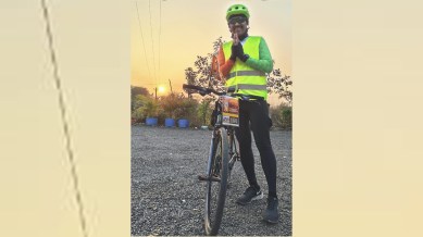 Pune cyclists ayodhya trip, pune cyclists reaching ayodhya, pune cyclists way to ayodhya, Pune Bhakti riders, pune cyclist journey to Ayodhy, Ram temple inauguration, Auodhy Ram Mandir, Ram Mandir newsindian express news