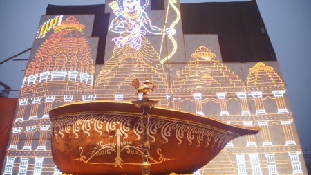 ram mandir event preparations, kolkata preparing for ram mandir jan 22 event, ram mandir pran pratishtha, ram mandir consecration ceremony, 200-kg diya, 200kg earthen lamp, Panihati Sanatan Mancha, ram mandir news, ayodhya ram mandir, indian express news