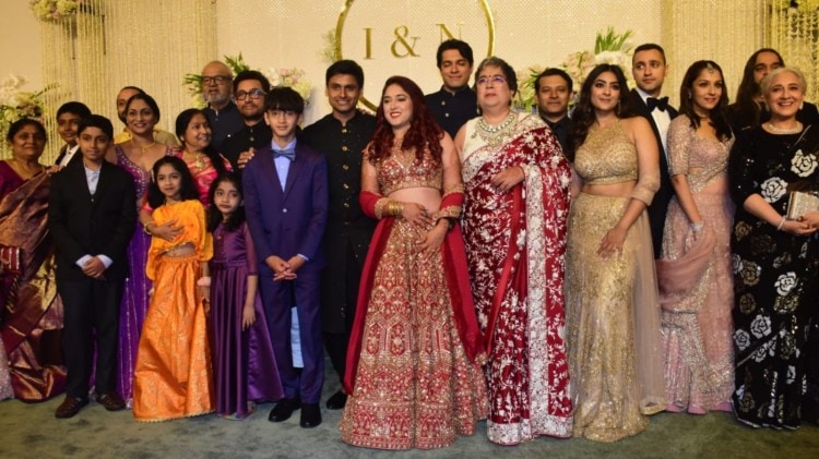 ira khan nupur shikhare wedding reception: aamir khan looks dapper at daughter's reception