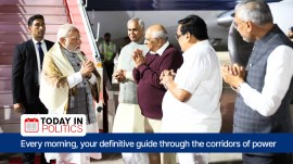 Prime Minister Narendra Modi welcomed by Gujarat CM Bhupendra Patel and other dignitaries at Ahmedabad airport late last night. (X/NarendraModi)