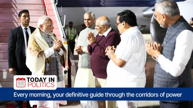 Prime Minister Narendra Modi welcomed by Gujarat CM Bhupendra Patel and other dignitaries at Ahmedabad airport late last night. (X/NarendraModi)