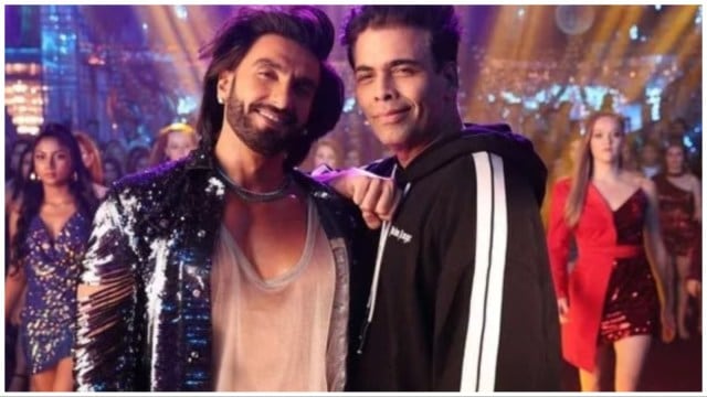 Ranveer Singh and Karan Johar on the set of Rocky Aur Rani Kii Prem Kahaani.