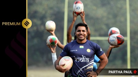 Akash Balmiki, 26, a Team India member, joined Dallas Harlequins on Monday. PARTHA PAUL