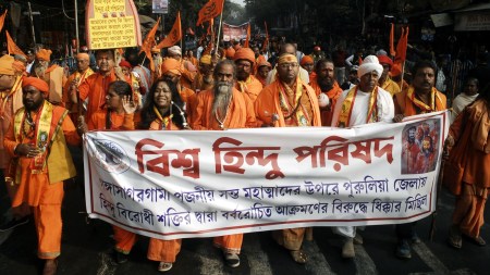 attack on the sadhus, sadhus safety in bengal, sadhus safety issue, sadhu attack viral video, bjp lashes out at TMC, trinamool congress, Sadhus met Bengal gov CV Ananda Bose, sandhu handover memorandum, indian express news