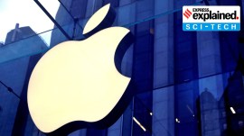 The Apple Inc logo is seen hanging at the entrance to the Apple store on 5th Avenue in Manhattan, New York, U.S., October 16, 2019.