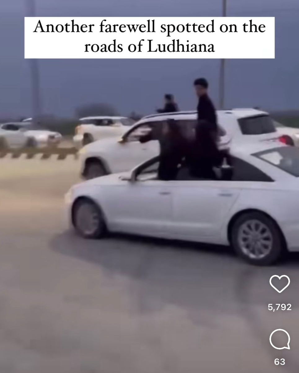 Despite the reckless trend spreading, with several such rallies held recently, the Ludhiana Police hasn’t been able to do much. (Screengrab/Instagram)