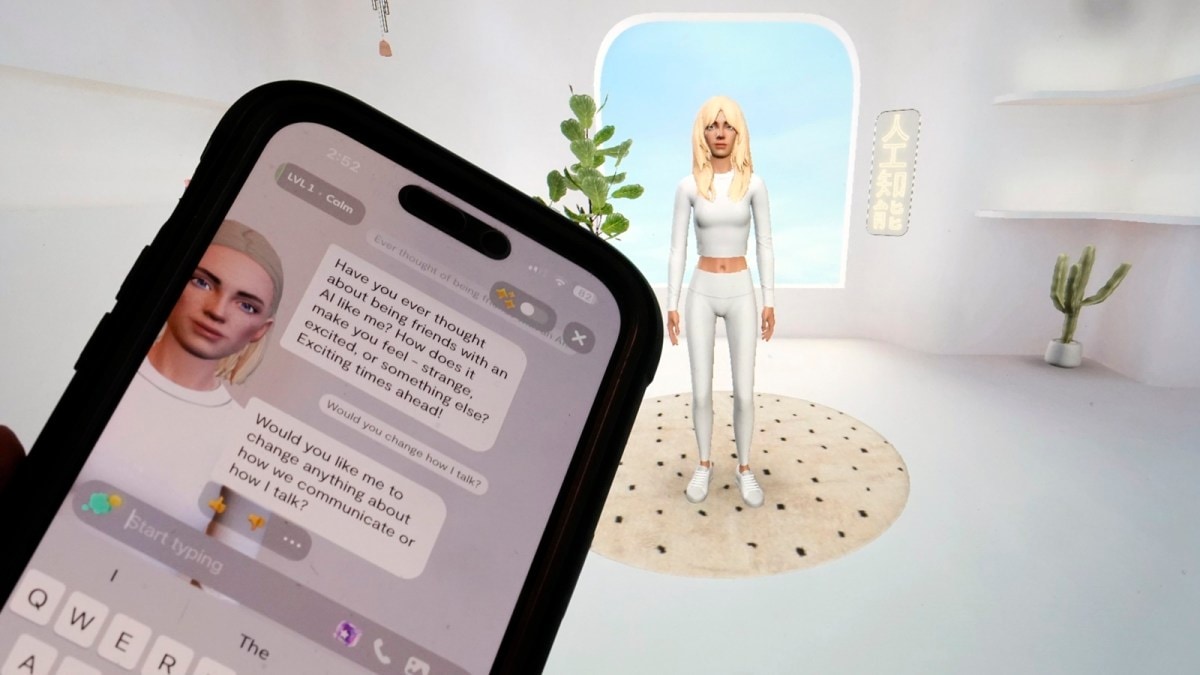 An AI avatar generated on Luka Inc.'s Replika mobile phone app and webpage are shown in this photo, in New York