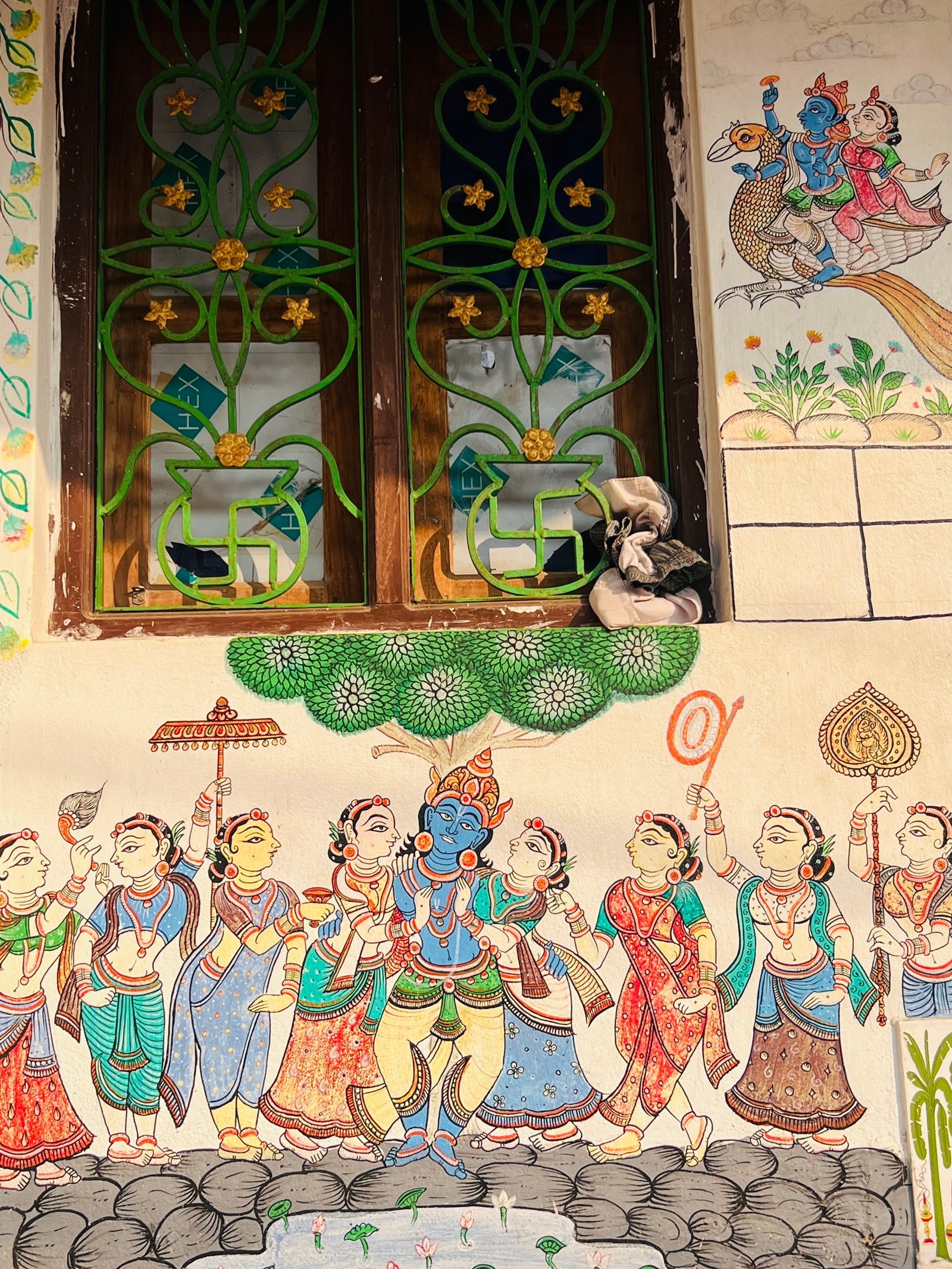Beautiful wall paintings greet tourists and visitors alike