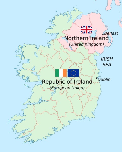 Ireland republic and northern Ireland map