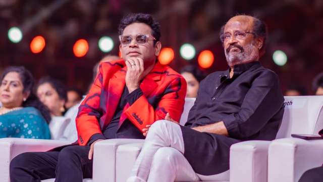 AR Rahman with Rajinikanth at Lal Salaam audio launch