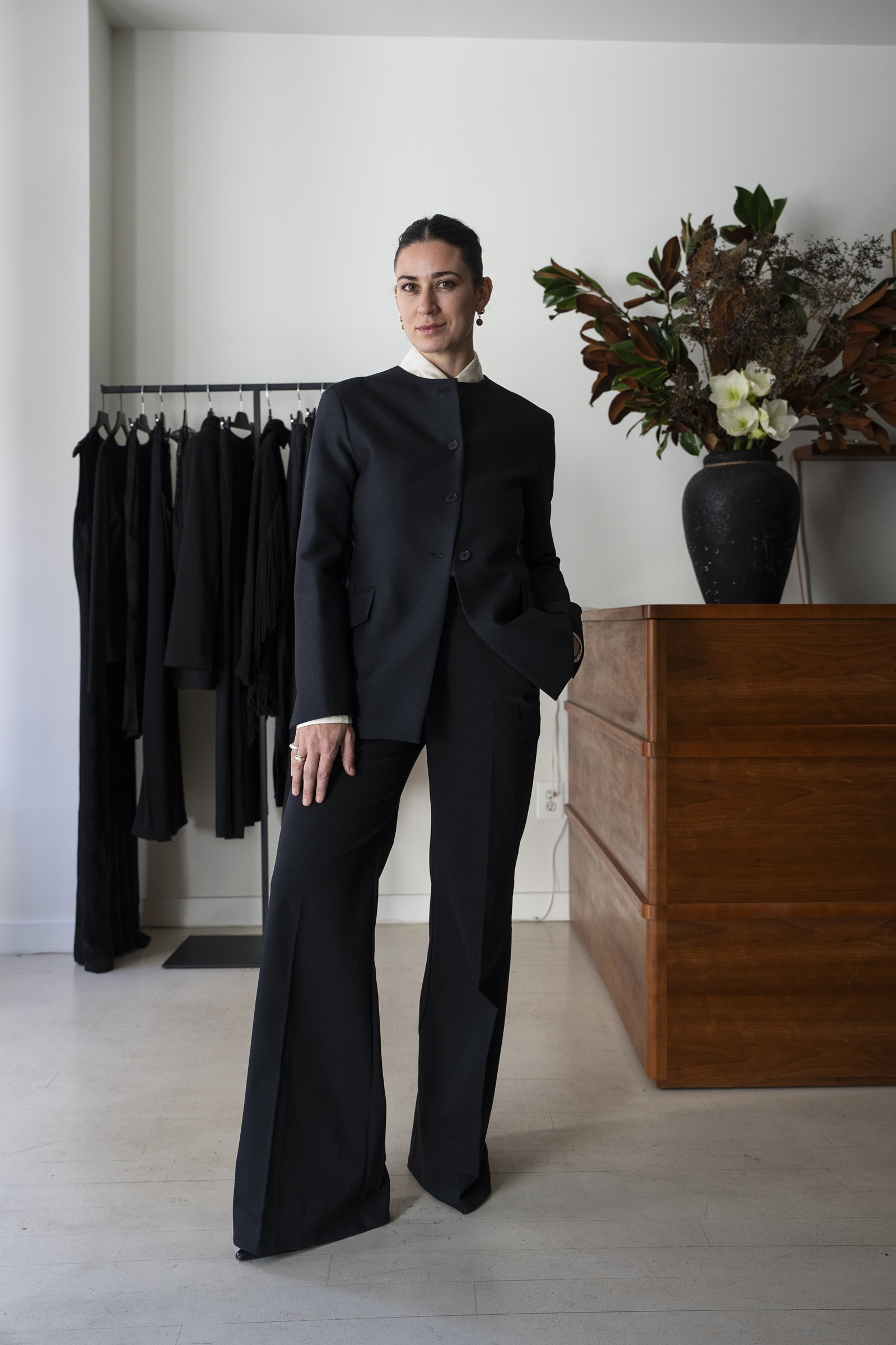 The fashion designer Danielle Kallmeyer in her Orchard Street shop in New York, Nov. 29, 2023.  (James Estrin/The New York Times)