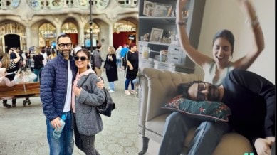 Fahadh Faasil and Nazriya in latter's Insta Post (L) and Screengrab from their latest video