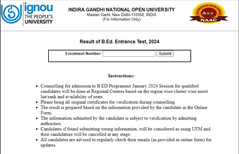 IGNOU BEd 2024 Result Out At Ignou.ac.in | Education News - The Indian ...