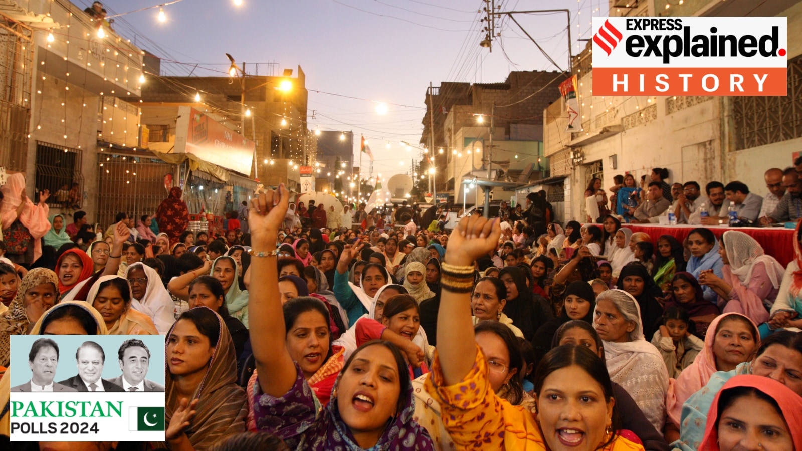 Women come out on the streets in Karachi to celebrate the election results.