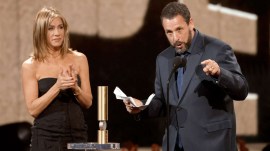 People's Choice Awards 2024: Jennifer Aniston Jennifer Aniston celebrate 'brother from another mother', long-time co-star and friend Adam Sandler, with the coveted People’s Icon Award, on Sunday. (Photo: YouTube/joelchicoshow)
