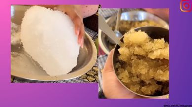 Ice eating.