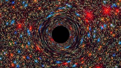 A computer simulated image of a supermassive black hole