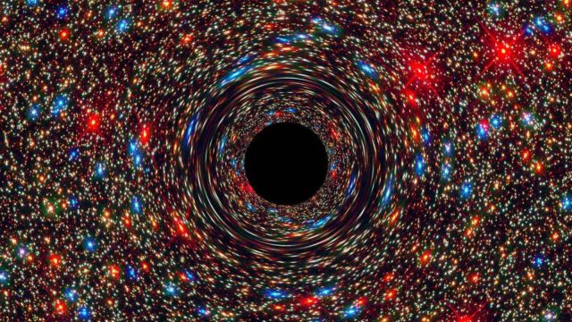 A computer simulated image of a supermassive black hole