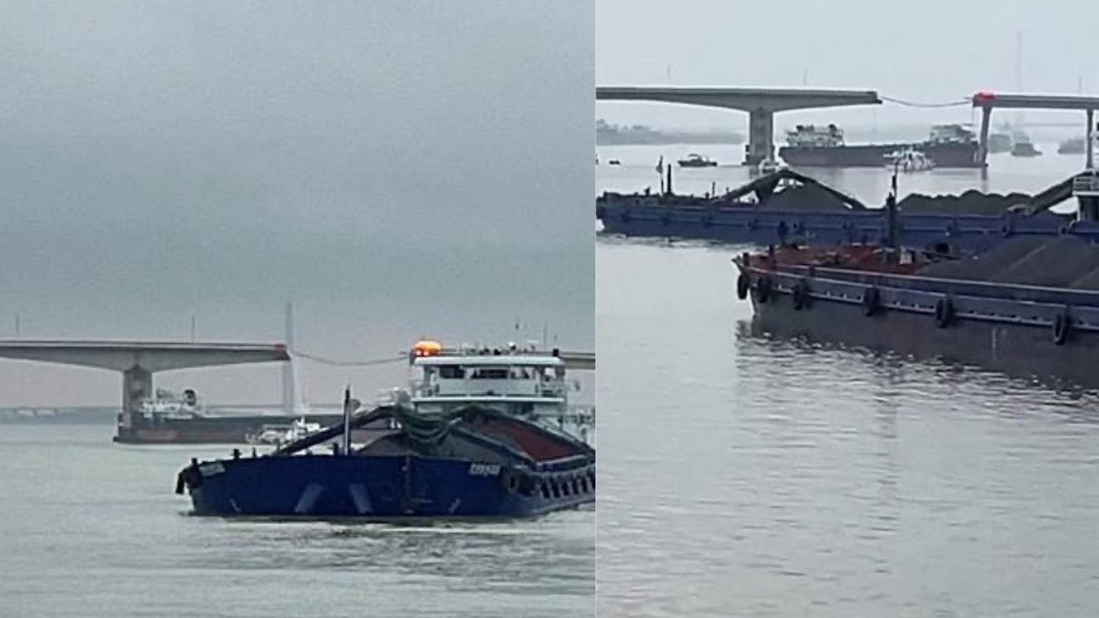 Five killed after barge hits bridge near China's Guangzhou, plunging vehicles in water