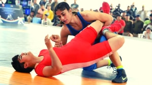 Vinesh Phogat competes in the 55kg category at the Senior National Wrestling Championships. (Special Arrangement)