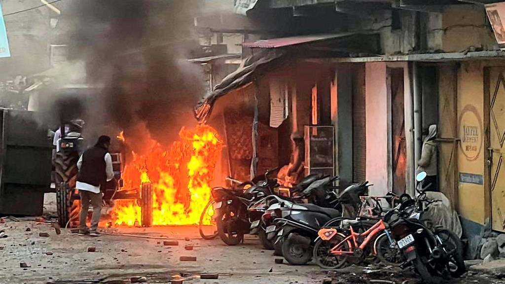 Vehicles set on fire by a mob during the violence in Uttarakhand's Haldwani over an eviction drive