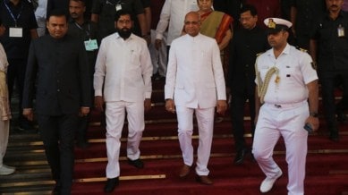 MAHARASHTRA 1 trillion dollar economy target, Maharashtra Governor Ramesh Bais, foreign direct investment, Maharashtra FDI, Eknath Shinde, five-trillion dollar economy, indian express news