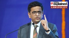 Chief Justice of India Justice DY Chandrachud during the inauguration of new court building in Rajkot.