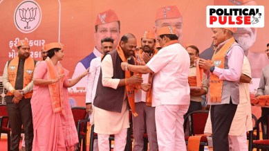 Naran Rathwa joined the BJP at an event in Gandhinagar on Tuesday. (X/@CRPaatil)